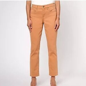 NYDJ Jeans Womens Petite Pants 22P Rust Brown Margot Girlfriend Denim A618013